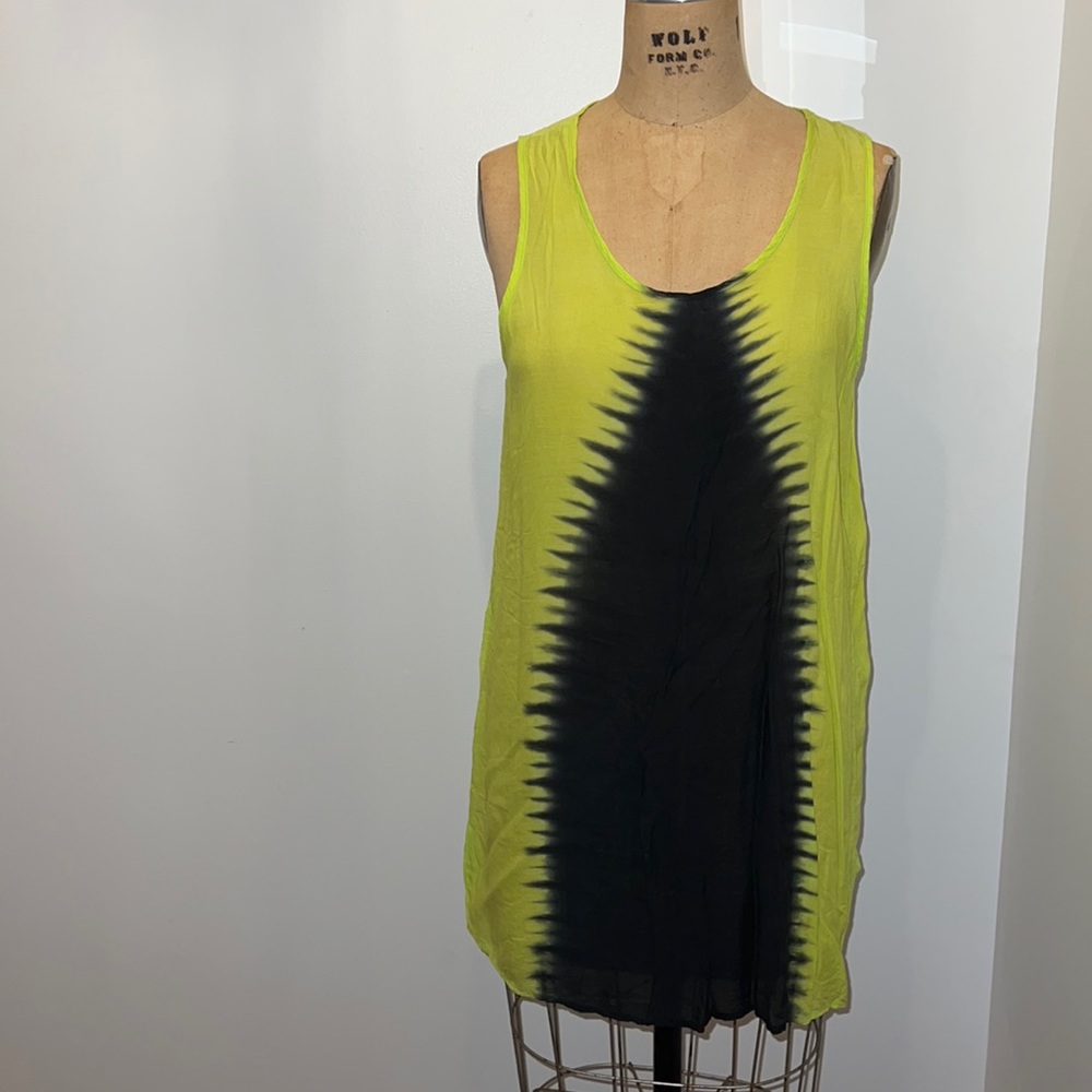 Neon Yellow/Black Tie-dye Topshop Beach Coverup M
